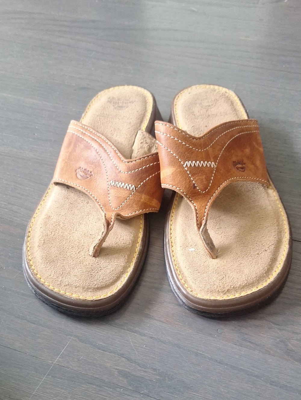Dr. Martens Retro Chunky Brown Leather Flip Flop Thong Sandals Slides Men Size 6